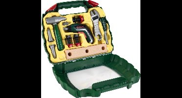 Klein Toys Bosch mini speelgoed Ixolino II werkkoffer - accu-schroevendraaier en meer gereedschap - incl. geluids- en lichteffecten - groen geel