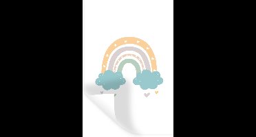 Muursticker kinderen - Muurstickers kinderkamer - Regenboog - Hartjes - Wolken - Stippen - Pastel - Kinderen - Decoratie voor kinderkamers - 20x30 cm - Zelfklevend behangpapier - Stickerfolie