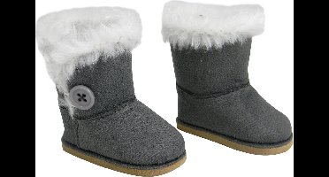 Sophia's by Teamson Kids Poppenkleding voor 45.7 cm Poppen - Laarzen Met Bont Gevoerd - Poppen Accessoires - Grijs (Pop niet inbegrepen)