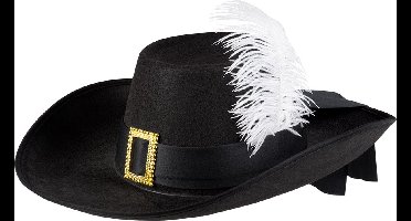 Boland - Hoed musketier André Zwart - 59 - Volwassenen - Unisex - Ridders, Krijgers en Musketiers