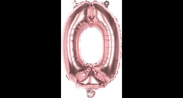 Boland - Folieballon '0' roségoud (36 cm) 0 - Rose Goud - Cijfer ballon