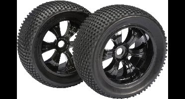 Absima 1:8 Truggy Complete wielen Dirty 6-spaaks Zwart 2 stuk(s)