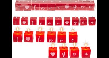 Mini KAARSJES met tekst - Vierkante kaarsen met letters, ik hou van jou. - (B/H/D) 3x3x3cm - Moederdag