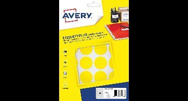 Avery PET30J ronde markeringsetiketten, diameter 30 mm, blister van 240 stuks, geel 5 stuks