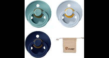 Bibs fopspeen | Met Speenzakje - maat 1 0-6 maanden - 3 stuks - Baby Blue - Island Sea -Deep Space
