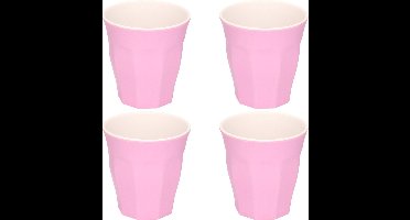 Onbreekbare kunststof/melamine - 4x stuks - roze - drinkbeker - 9 x 8.7 cm - outdoor