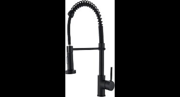 Zwarte keukenkraan met uittrekbare uitloop | Keukenkraan zwart uittrekbaar | Keukenmengkraan hoge uitloop