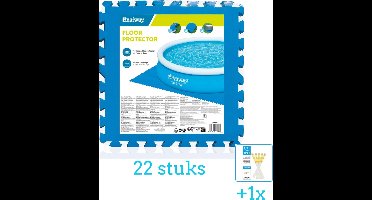 Bestway Vloertegels 50 x 50 cm - (8 stuks per verpakking) - Blauw - 22 stuks - Voordeelverpakking - Inclusief WAYS Testrips (1 stuks)