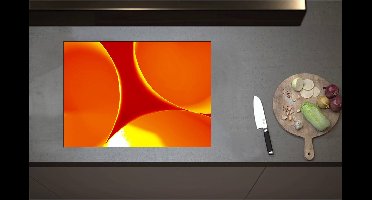 Inductieplaat Beschermer - Abstract - Achtegrond - Rondjes - Cirkels - Rood - Oranje - Geel - 71x51 cm - 2 mm Dik - Inductie Beschermer - Bescherming Inductiekookplaat - Kookplaat Beschermer van Wit Vinyl