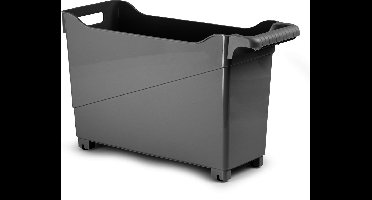 Plasticforte opberg Trolley Container - zwart - op wieltjes - L45 x B17 x H29 cm - kunststof - opslag box/bak - 22 liter