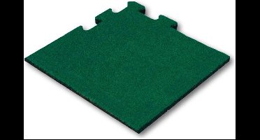 Rubber tegel 50 mm - 50 x 50 cm - Groen - Puzzelsysteem - Hoekstuk