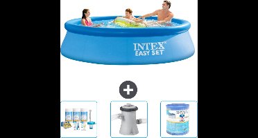 Intex Rond Opblaasbaar Easy Set Zwembad - 305 x 76 cm - Blauw - Inclusief Onderhoudspakket - Zwembadfilterpomp - Filter
