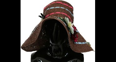 Raffia Hat Floral Embellishts HAT20067 Wo - Brown
