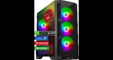 ScreenON - Game Computer / Gaming PC - Intel Core i7 - 1TB M.2 SSD - 32GB RAM - RTX 4070 Ti Super - Windows 11