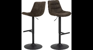 Barkruk Stof Grijs - 47x52,5x95cm - Zithoogte 65-84cm - House Nordic - Set van 2