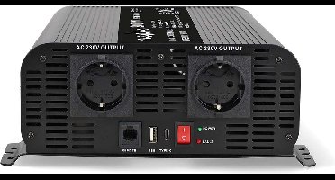 Nedis Auto Omvormer 2000W – 24V / 230V – 2x Stopcontact + USB-A & USB-C – Zuivere Sinusgolf – Schroefaansluiting – Spanningsomvormer