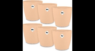 GARDEBRUK Bloempot Set van 6 – Weerbestendig Rond 14x13cm - Perzik