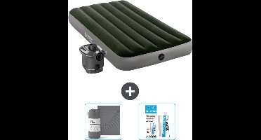 Intex Luchtbed - 1-Persoons - 99 x 191 x 25 cm - Groen - Inclusief pomp - Hoeslaken en Reparatieset