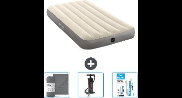 Intex Luchtbed - 1-Persoons - 99 x 191 x 25 cm - Beige - Inclusief Hoeslaken - Pomp en Reparatieset