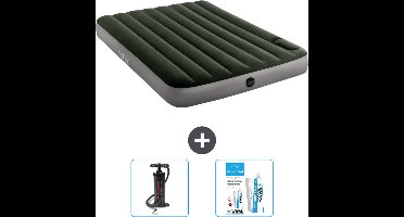 Intex Luchtbed - Twijfelaar - 137 x 191 x 25 cm - Groen - Pomp en Reparatieset