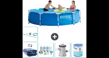 Intex Rond Frame Zwembad - 305 x 76 cm - Blauw - Inclusief Solarzeil - Onderhoudspakket - Zwembadfilterpomp - Filter - Schoonmaakset