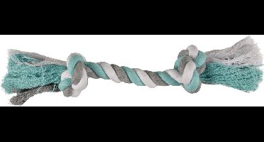 Flamingo Hondenspeelgoed Jim Knoopbeen Flos Munt - Wit/Blauw - 22 cm