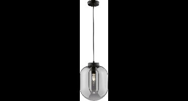 Fischer & Honsel - Hanglamp Regi - 1x E27 max. 40 W (excl. lichtbron) - Ø 24 cm - hoogte 140cm - Mat Zwart Metaal - Rookglas