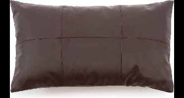 De leren kussenhoes met zes panelen - Choco - 30x50