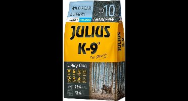 Julius K9 - Graanvrij en hypoallergeen hondenvoer op everzwijn/lam/rund & aardappel basis - Voor volwassen honden van kleine rassen - 3kg
