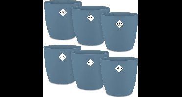 GARDEBRUK Bloempot Set van 6 – Weerbestendig Rond 16x15cm - Blauw
