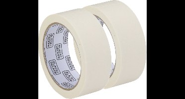 Black & Decker Afplaktape/schilderstape - 2x - wit - 36mm x 25m - voor binnen/buiten