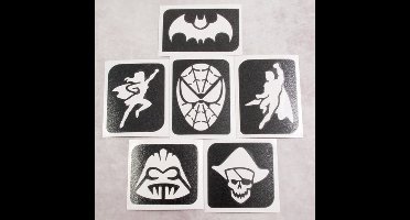 Temporary tattoo stencil set/ sjablonen glitter tattoos Superhelden/ hero