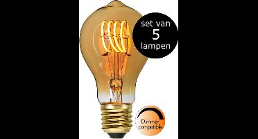 5-Pack | Bol Standaard- Edison Lamp - E27 - 2.5W -Super Warm Wit - 2200K - Dimbaar