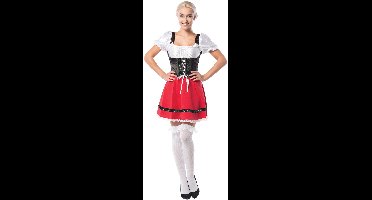 Partychimp Oktoberfest Dirndl Dames Martina Oktoberfest Dames Carnavalskleding Dames Carnaval Kostuum Dames - Polyester - Rood/Zwart - Maat L/40