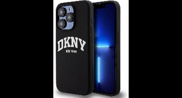 DKNY Silicone Arch Logo Back Case (MagSafe Compatible) - Geschikt voor Apple iPhone 15 Pro (6.1") - Zwart