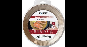 Scanpart Airfryer bakpapier wegwerpbakjes - Rond Ø20cm bodem - 100 stuks - Geschikt voor Philips Airfryer XXL en Bourgini Domo Fritel Montana Nova Princess Russell Hobbs Severin Tefal Tristar