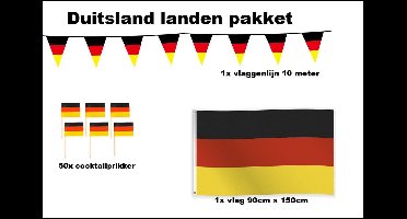 Word geleverd in doosje - Landen versiering pakket Duitsland - Vlag Duitsland - Cocktailprikkers Duitsland - Vlaggenlijn Duitsland 10 meter - EK voetbal Europa festival evenement party decoratie (Duitsland)