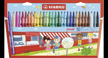 STABILO Power - Viltstift - Tot 8 Weken Zonder Dop - Etui Met 30 Kleuren