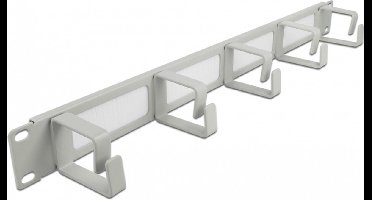 19 ″ kabelbeheersborstelstrook met 5 haken 1U grijs