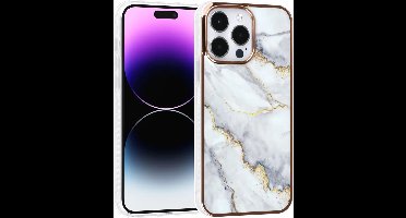 TPU Back Cover hoesje - Marble Wit - Geschikt voor: iPhone 14 Pro