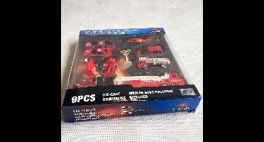 Gearbox - car playset rood - autospeelset - brandweer