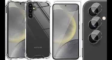 Hoesje geschikt voor Samsung Galaxy S24 Plus - Screenprotector Glas & Camera - Shockproof Transparant