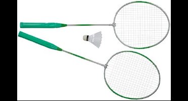 Badminton rackets en shuttle setje - kunststof - groen - buiten spelen - tennis