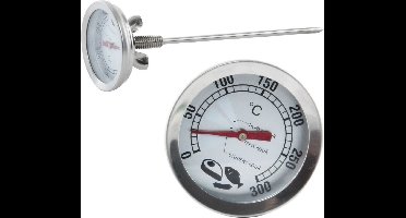 Thermometer voor Rookoven Edelstaal met Sonde 16 cm - Thermometer Keuken - Voedselthermometer - BBQ - Vleesthermometer