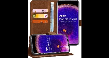 Hoesje geschikt voor Oppo Find X5 Pro - Portemonnee Book Case Bruin