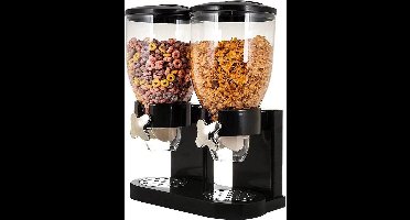 MikaMax Cornflakes Dispenser - Voorraadbus - Cornflakes Voorraadpot - Ontbijt Granendispenser - Zwart - 2 x 500 Gram