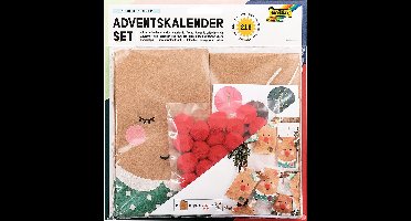 Kerstkalender-set rood neuzenrendier, 216-delig.