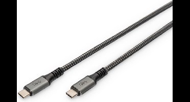 Digitus USB-C-kabel USB 4.0 USB-C stekker 3.00 m Zwart Afscherming gevlochten, Afgeschermd, Scheurbestendig, Rond, 8K U