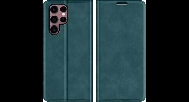 Just in Case hoesje geschikt voor Samsung Galaxy S23 Ultra - Hoesje met Pasjeshouder - Luxe Book Case - Groen