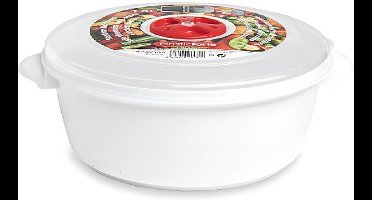 PlasticForte Magnetronschaal met deksel/ventiel - 1,5 liter - wit - kunststof - BPA vrij